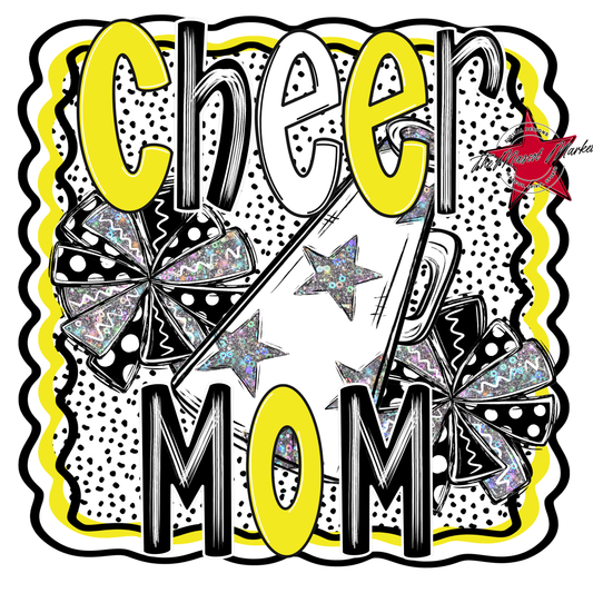 Cheer Mom Megaphone Dot Design-Bright Yellow