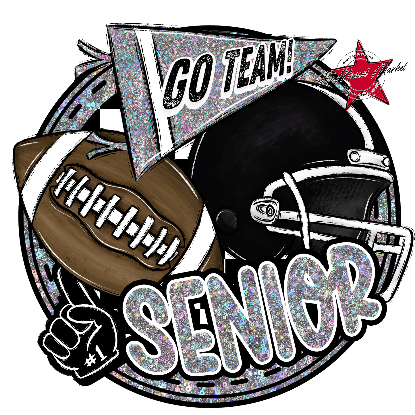 Senior Football Circle Design-Silver