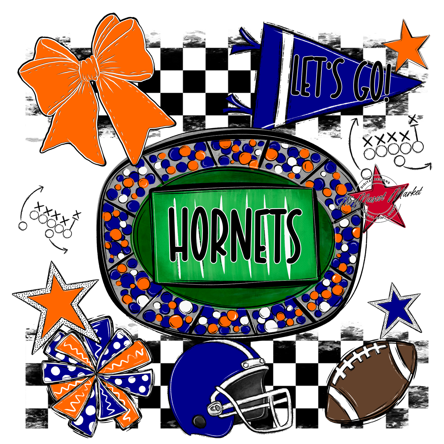 Hornets Checkers Spirit Design-Blue-Orange