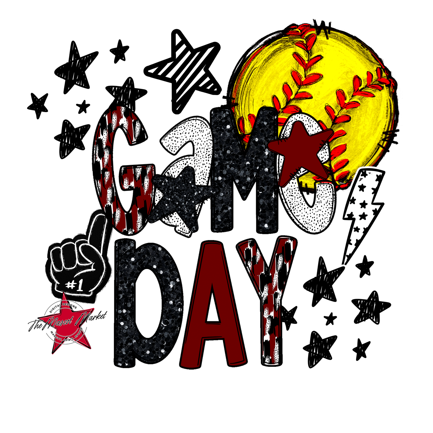 Game Day Softball Scrape Design-Maroon