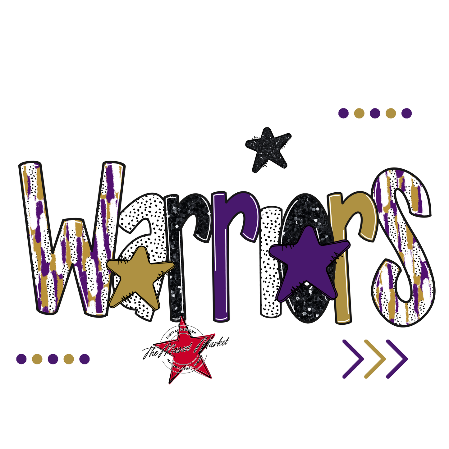 Warriors Brushstroke Alpha w Arrows-Purple-Gold