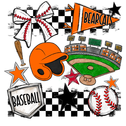 Bearcats Baseball Checkers Design-Orange