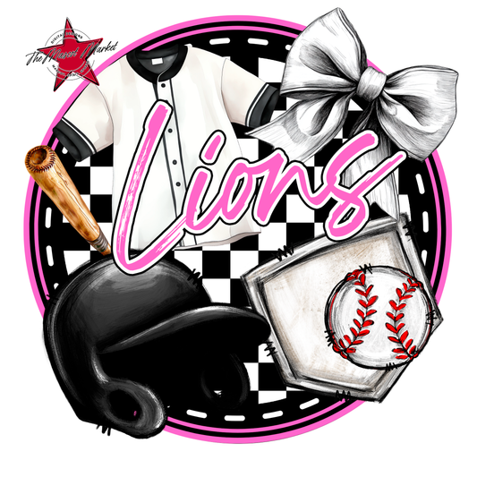 Lions Circle Baseball Design-Baby Pink