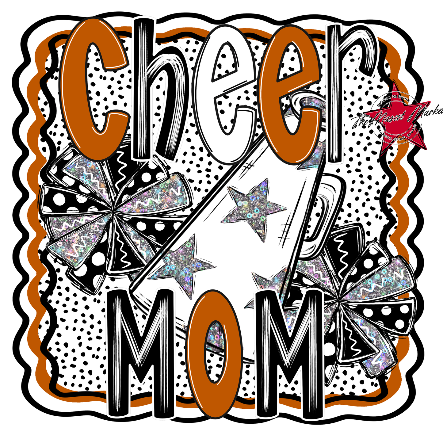 Cheer Mom Megaphone Dot Design-Burnt Orange