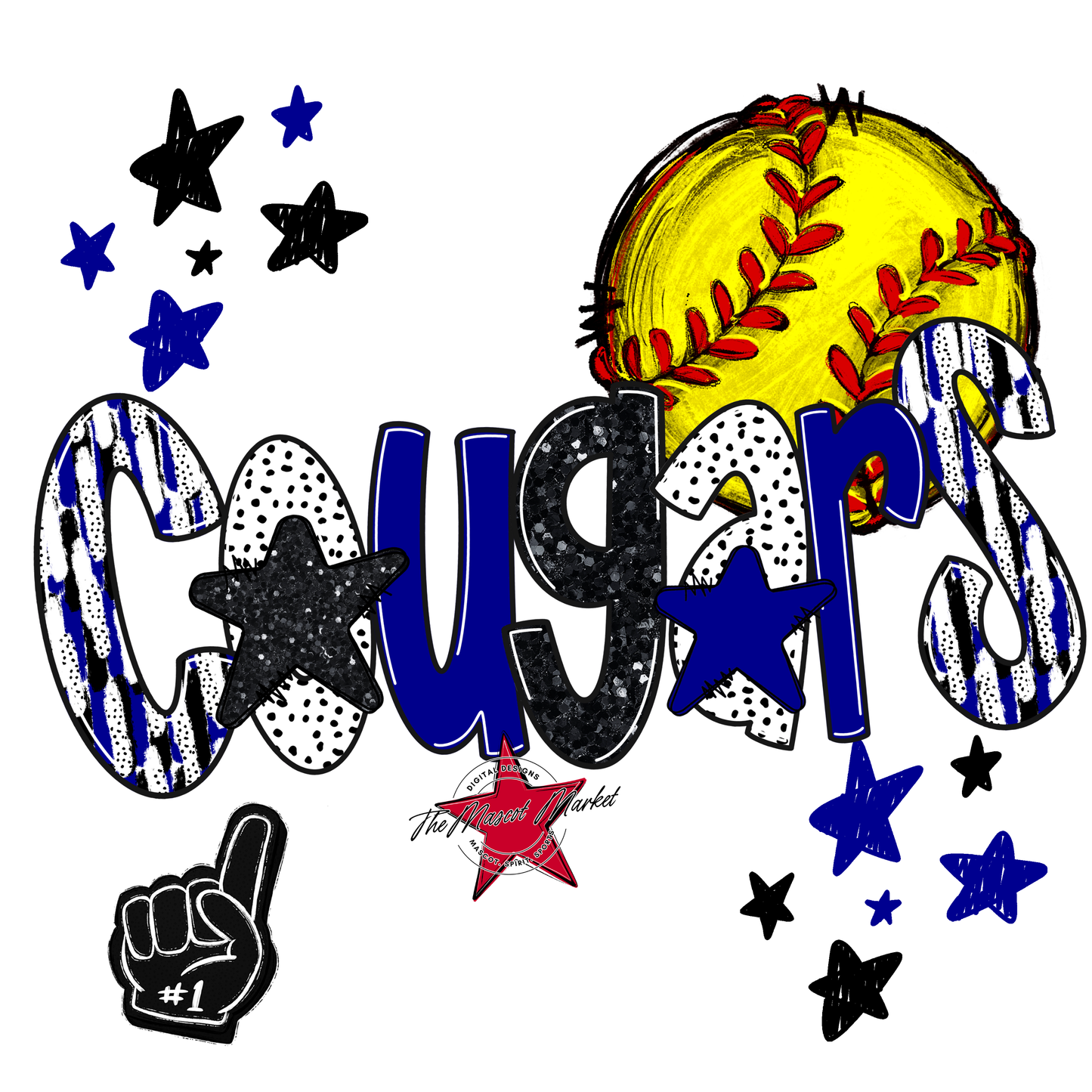 Cougars Softball Scrape-Blue