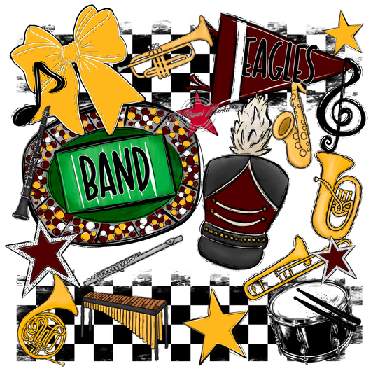Eagles Band Checkers Design-Maroon-Yellow