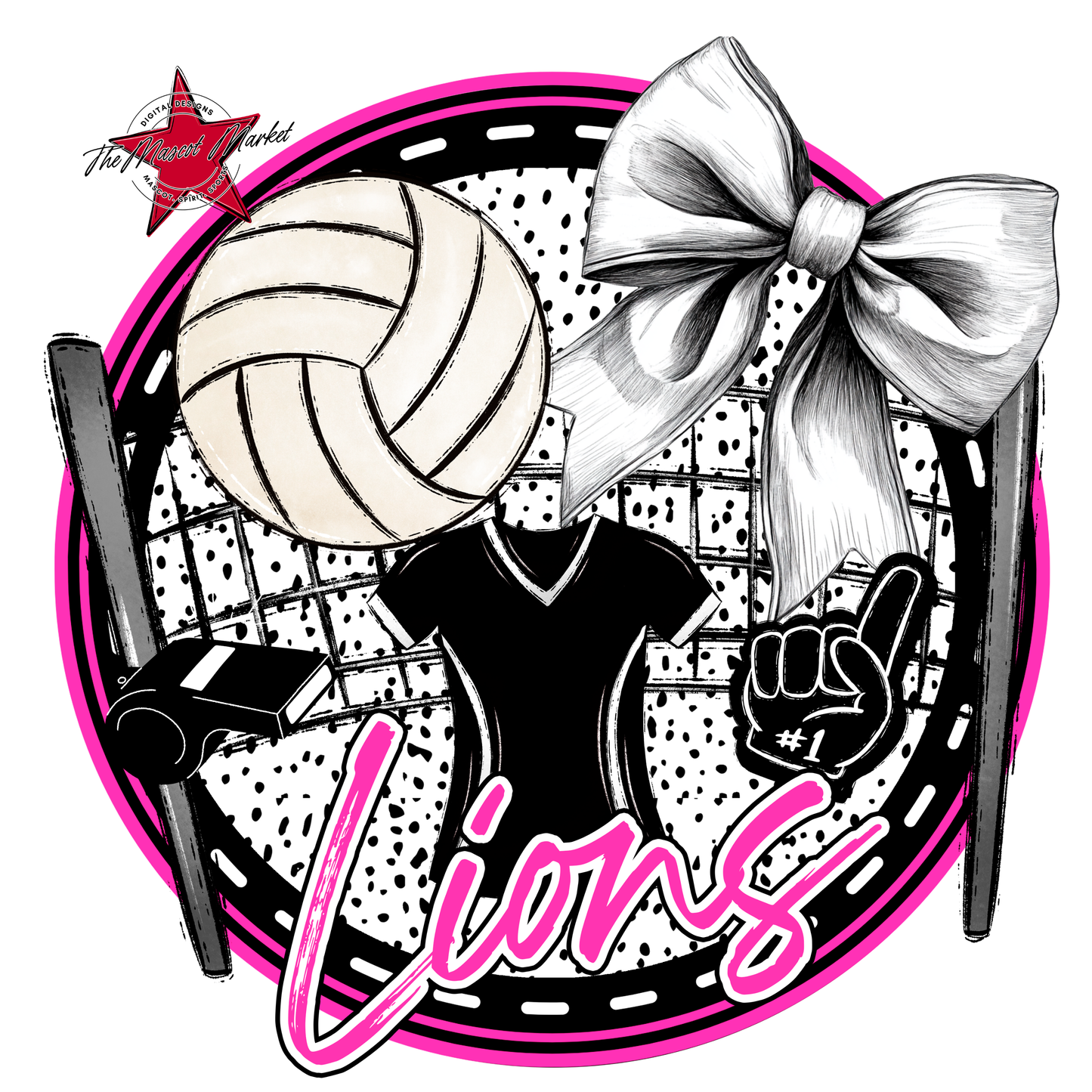 Lions Circle Volleyball Design-Pink