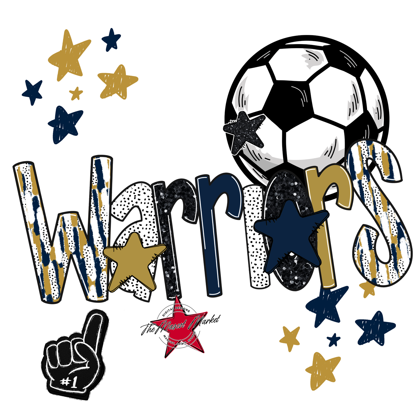 Warriors Soccer Scrape-Navy-Gold