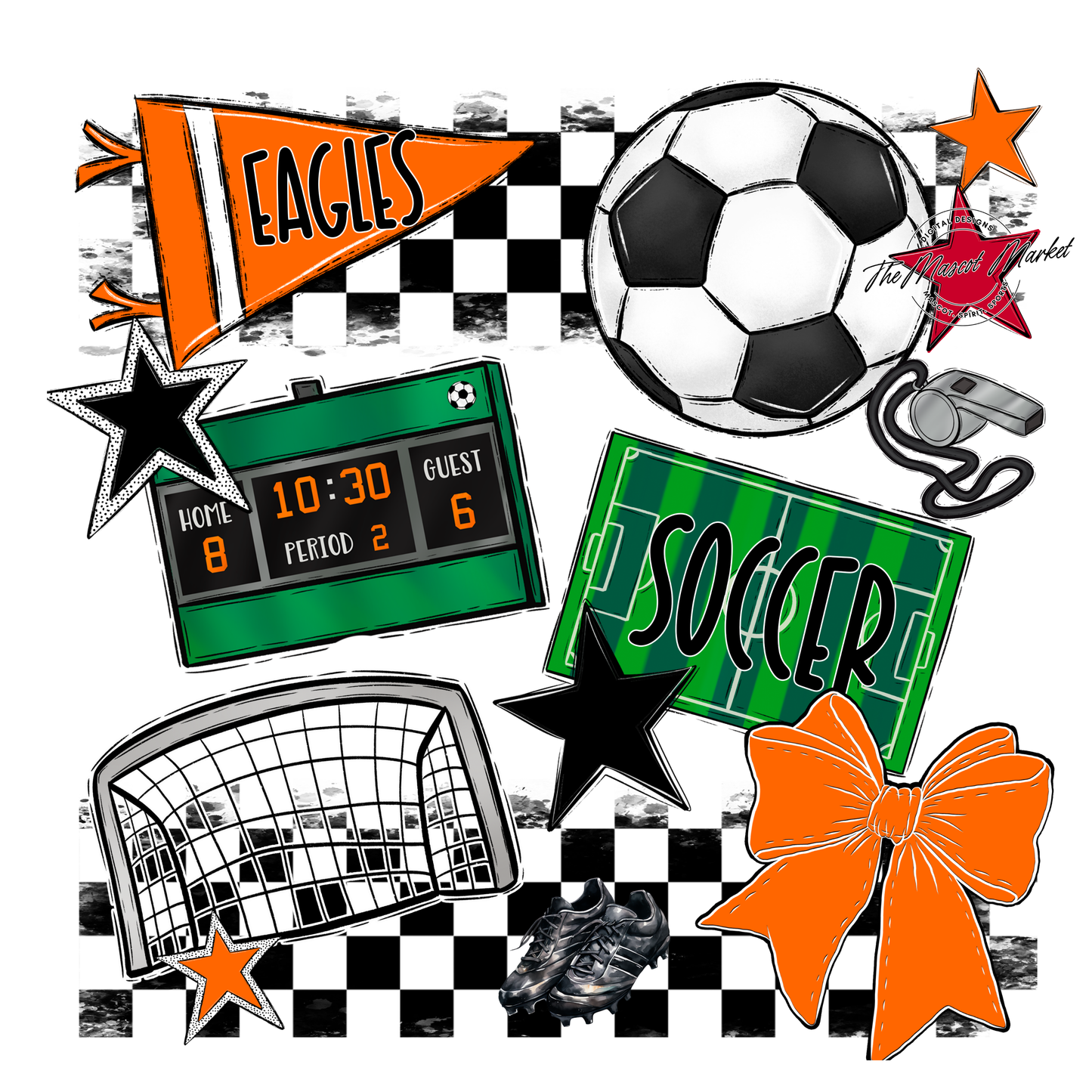 Eagles Soccer Checkers Design-Orange