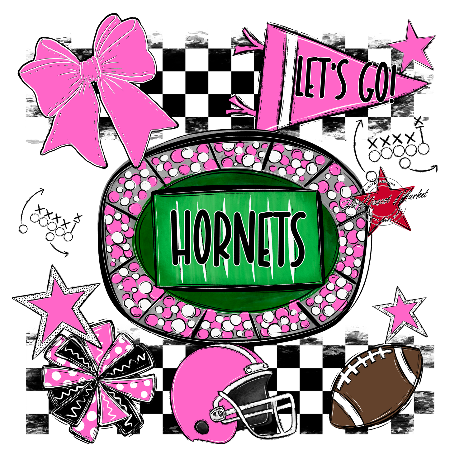 Hornets Checkers Spirit Design-Baby Pink