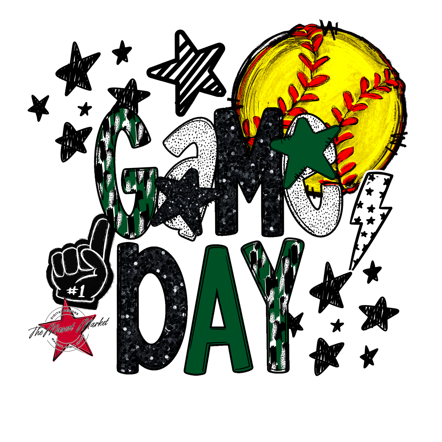 Game Day Softball Scrape Design-Green