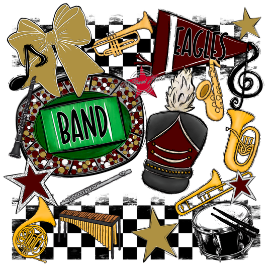 Eagles Band Checkers Design-Maroon-Gold