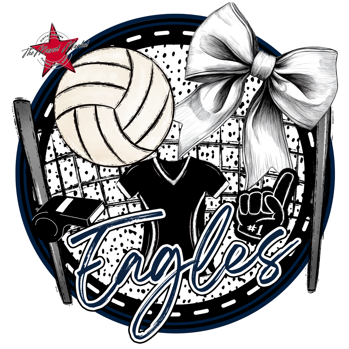 Eagles Circle Volleyball Design-Navy