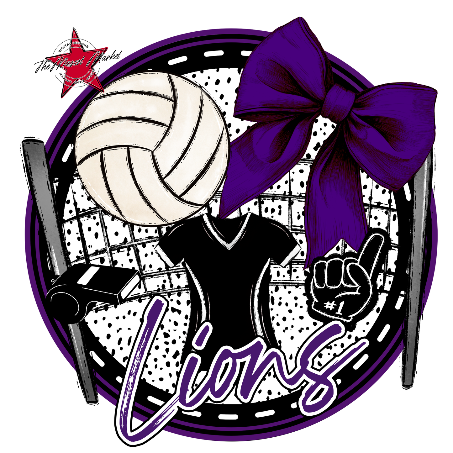 Lions Circle Volleyball Design-Purple