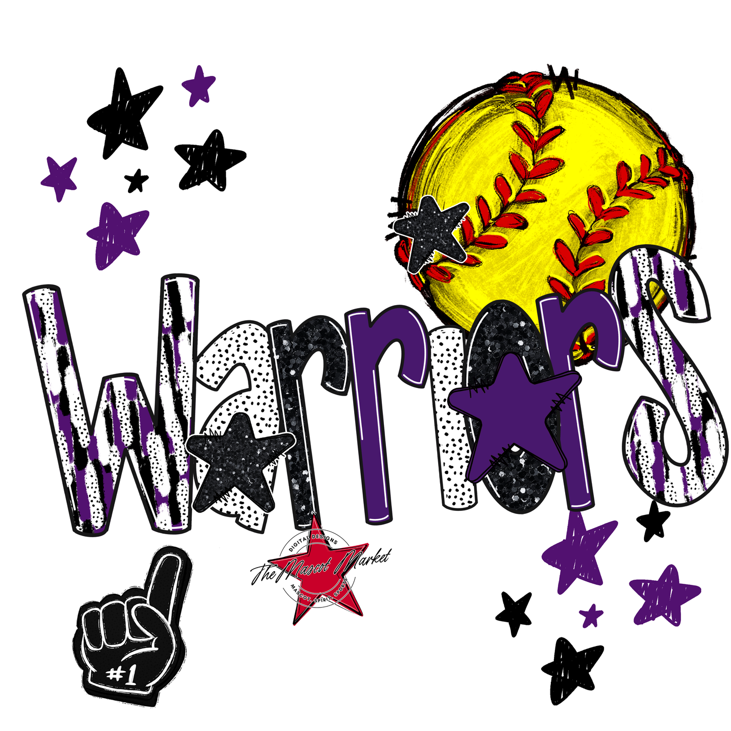 Warriors Softball Scrape-Purple