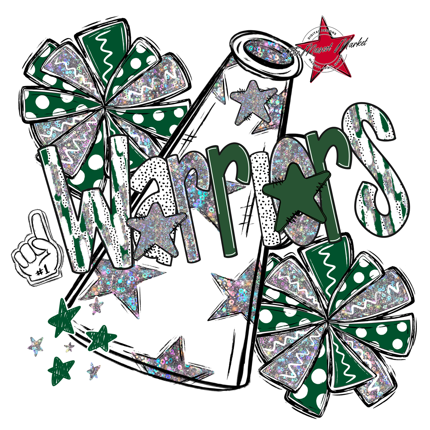 Warriors Cheer Megaphone Scrape-Green