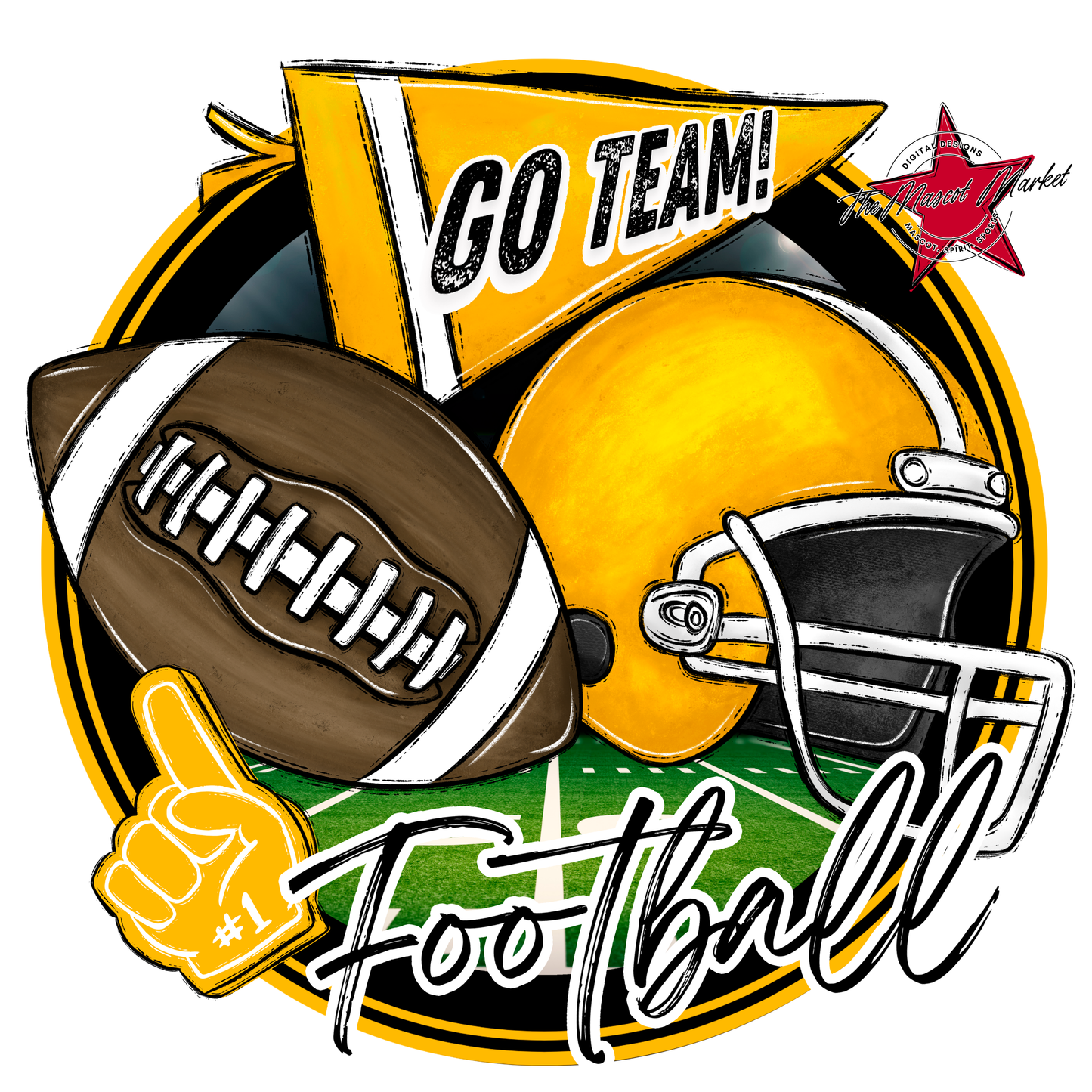 Football Circle Design-Yellow