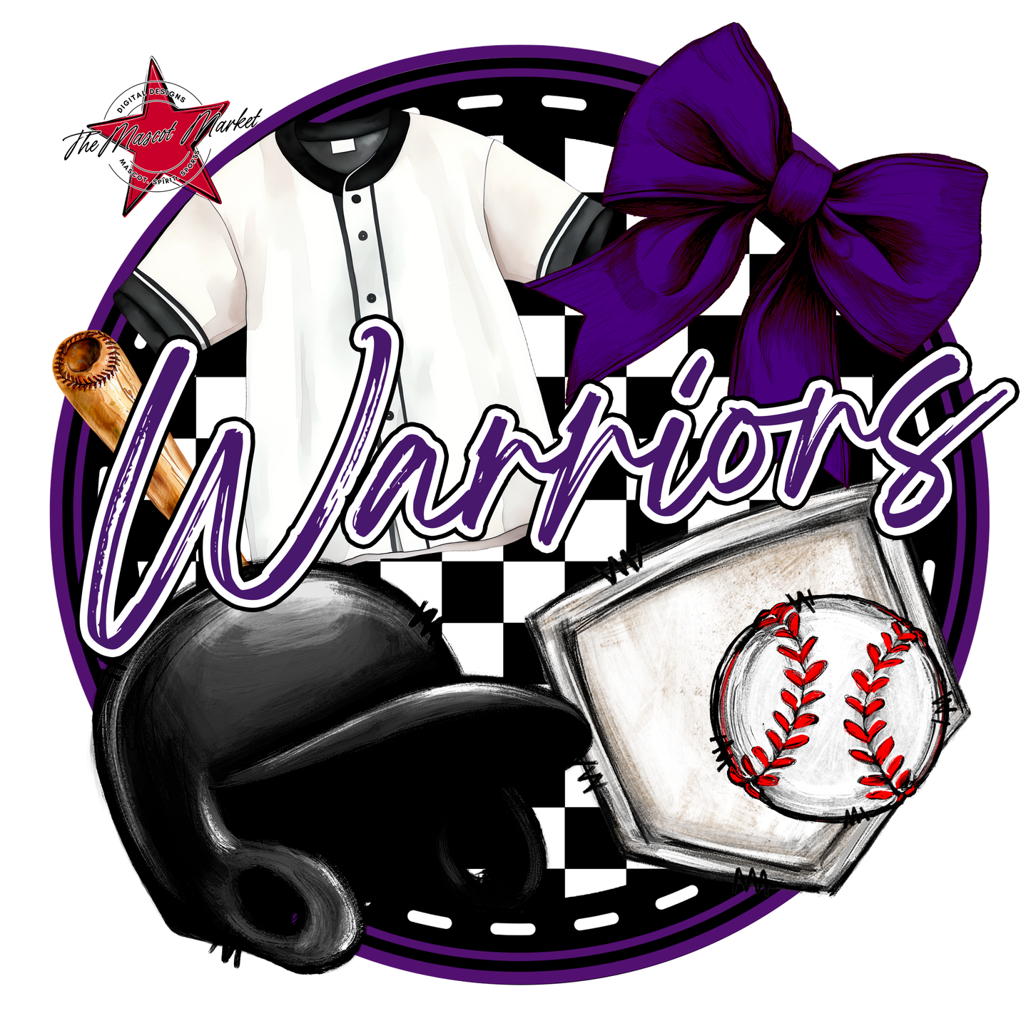 Warriors Circle Baseball Design-Purple