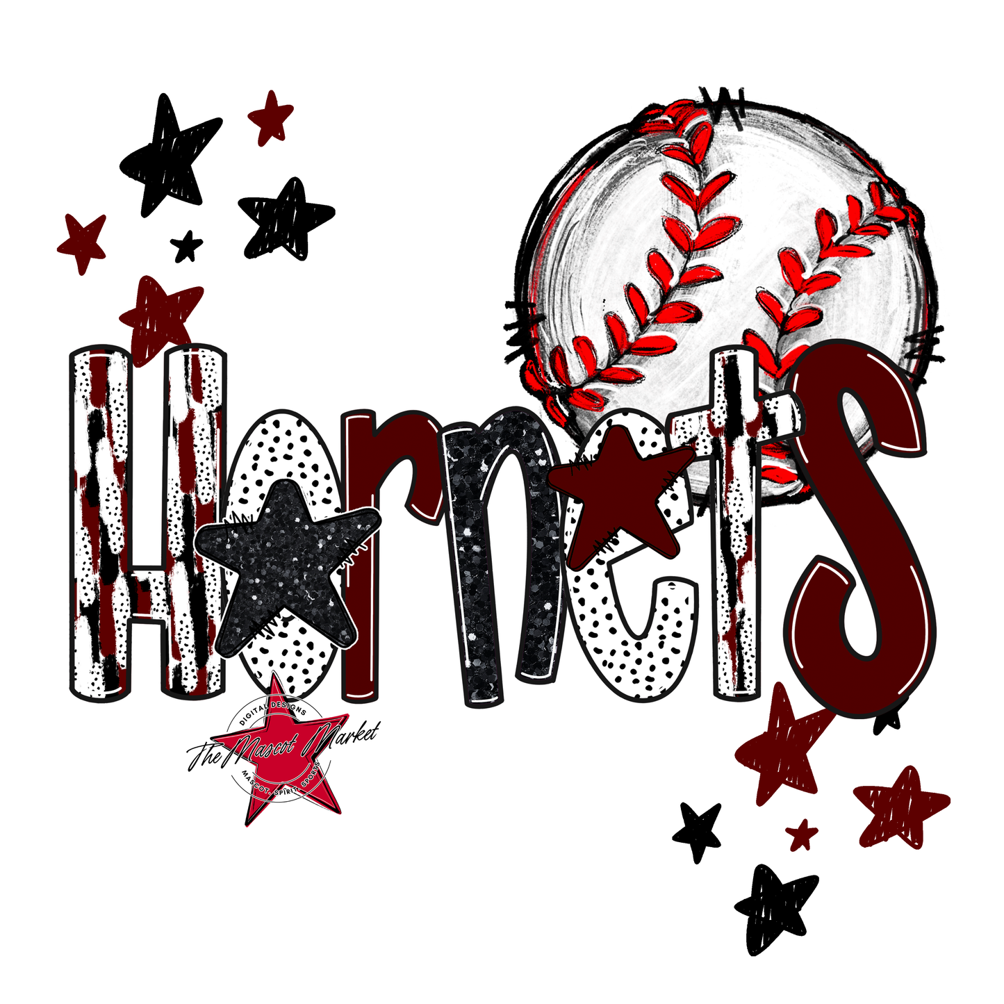 Hornets Baseball Scrape-Maroon
