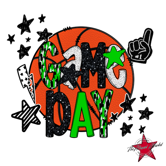 Basketball Game Day Scrape-Bright Green