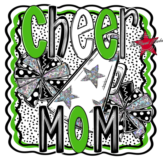 Cheer Mom Megaphone Dot Design-Bright Green