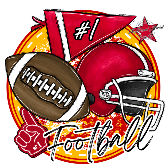 Football Circle Design-Red-Yellow