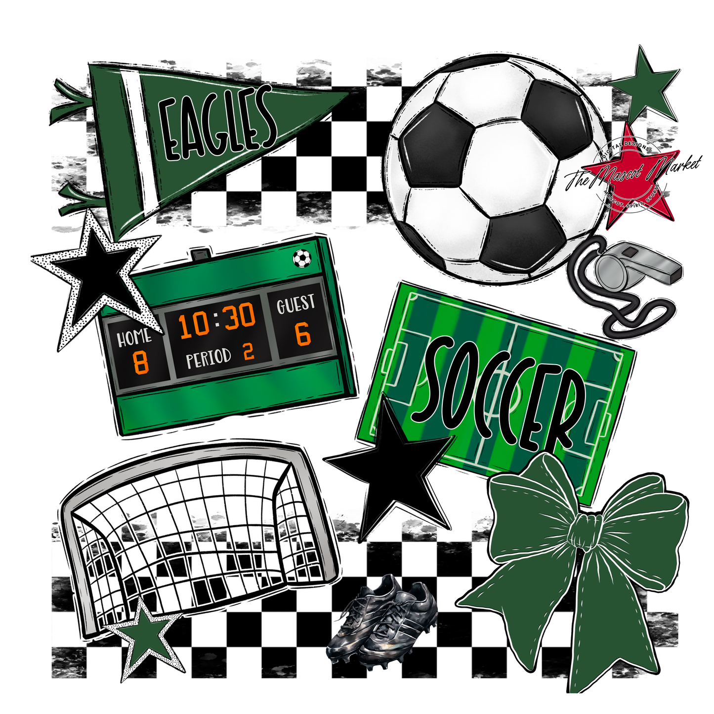 Eagles Soccer Checkers Design-Green