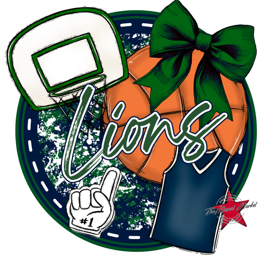 Lions Circle Basketball Design-Navy-Green