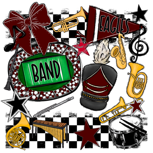 Eagles Band Checkers Design-Maroon