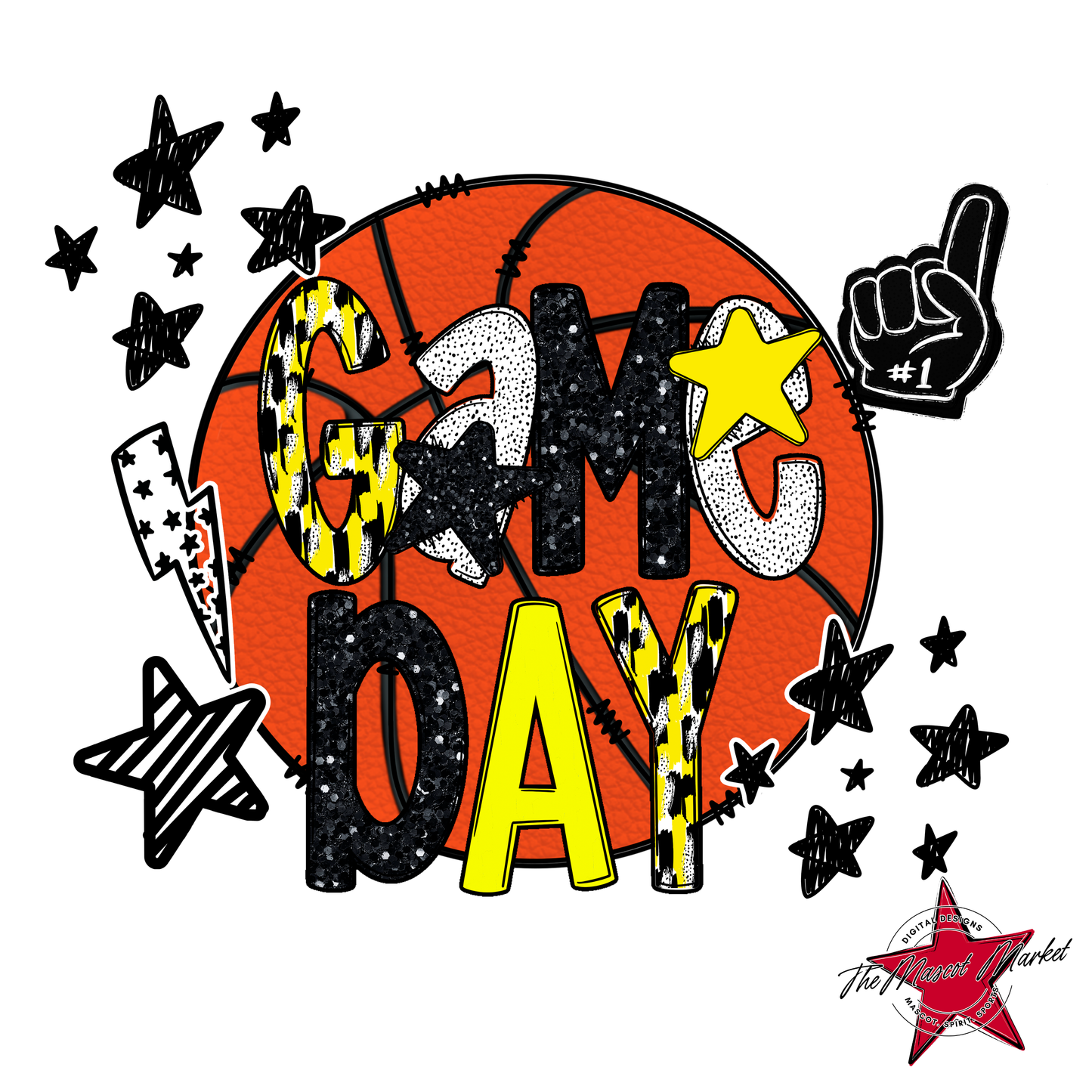 Basketball Game Day Scrape-Bright Yellow