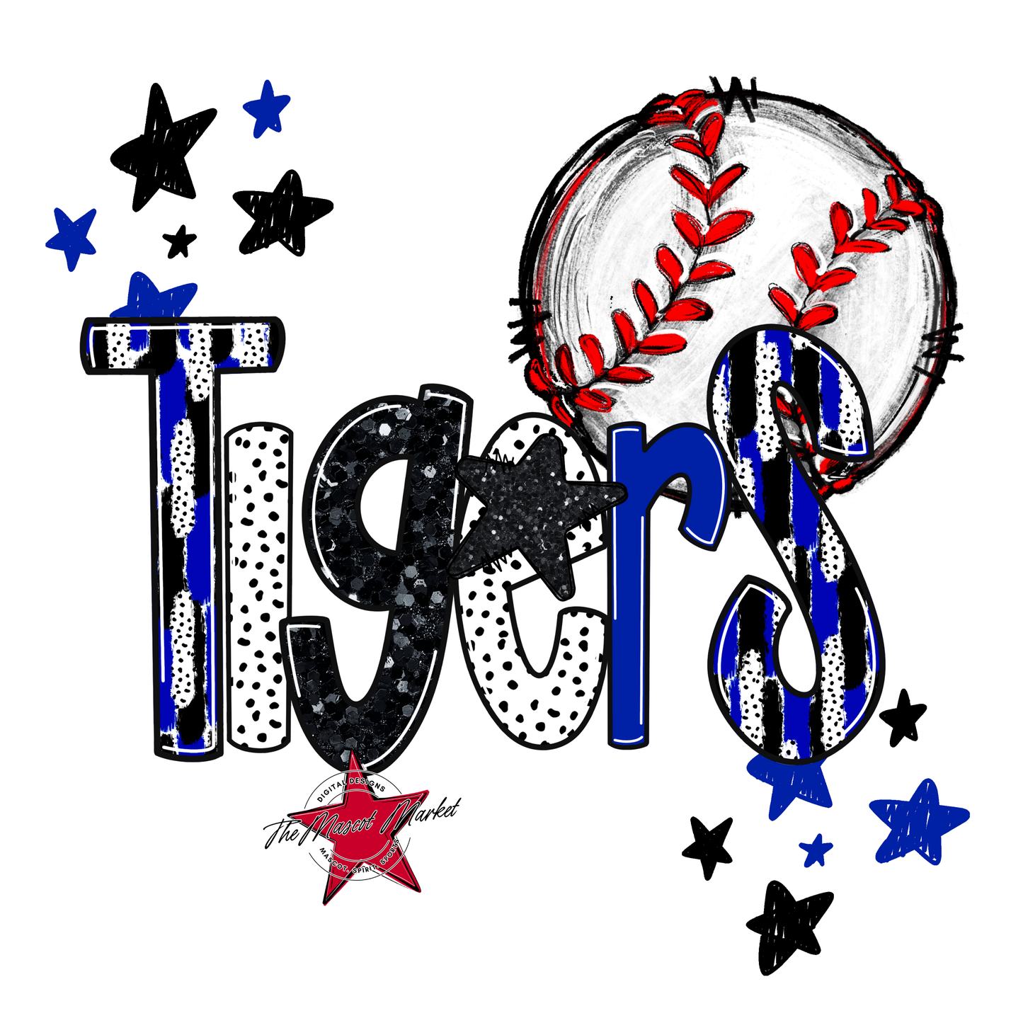 Tigers Baseball Scrape-Royal Blue