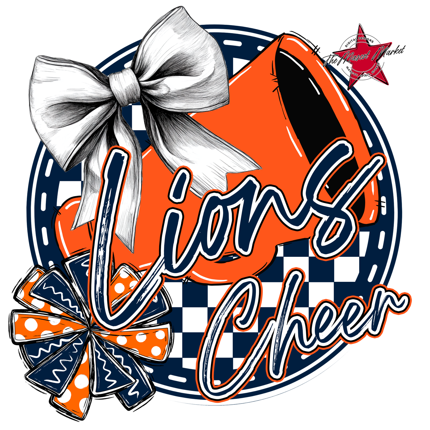 Lions Circle Cheer Design-Navy-Orange