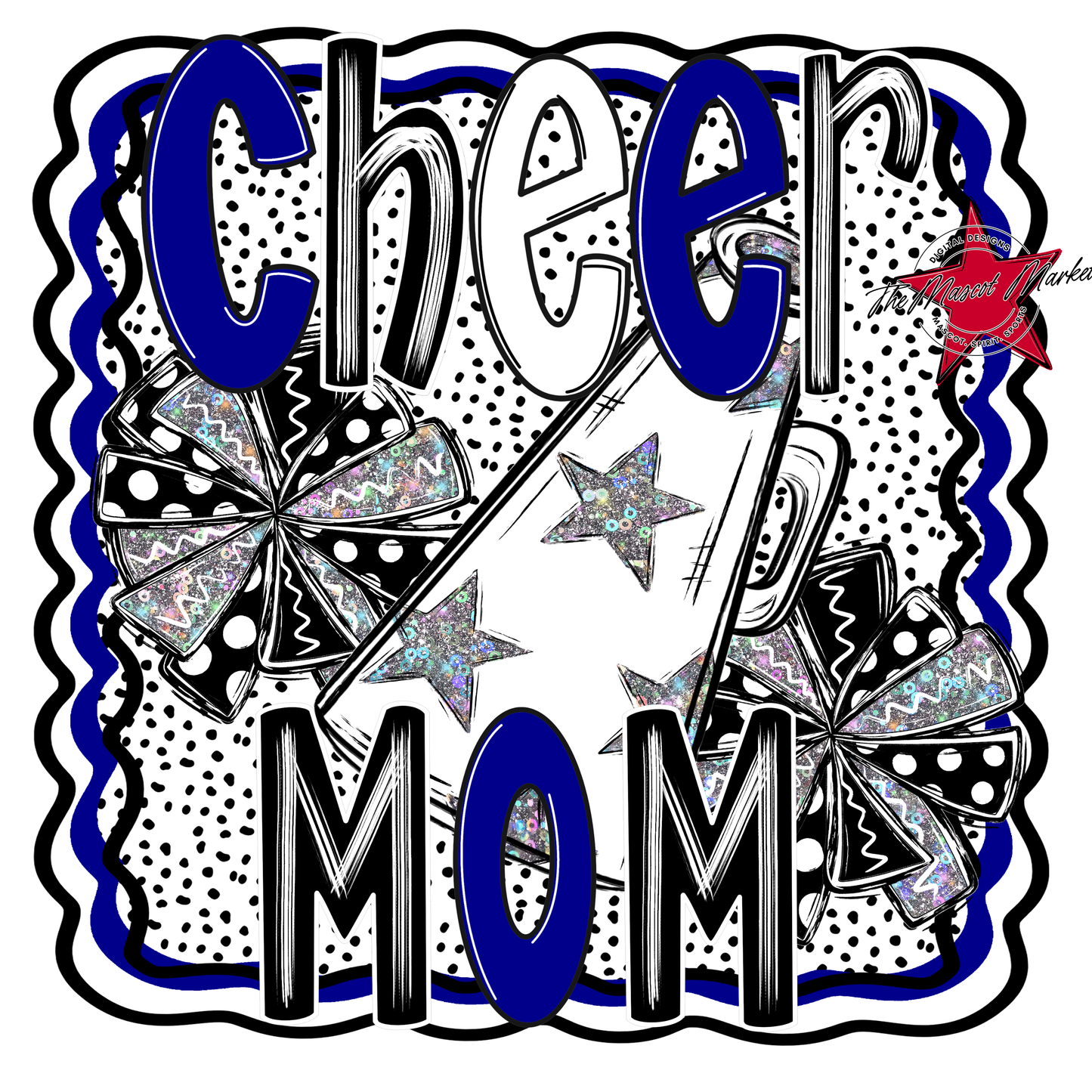 Cheer Mom Megaphone Dot Design-Blue