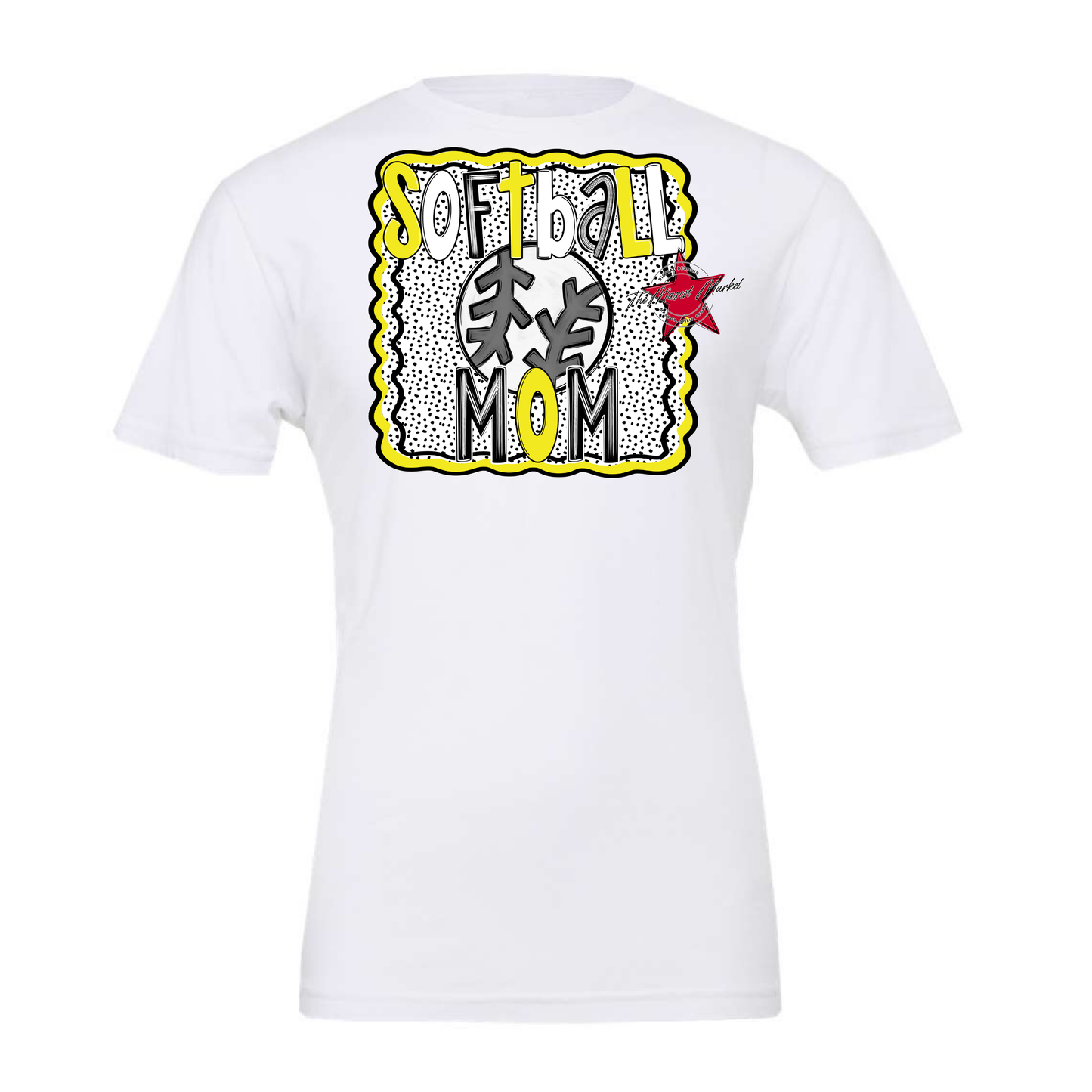 Softball Mom Dot Design-Bright Yellow