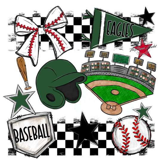 Eagles Baseball Checkers Design-Green