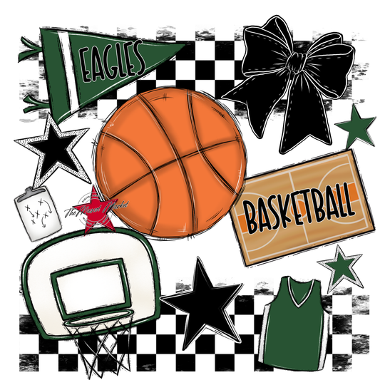 Eagles Basketball Checkers Design-Green