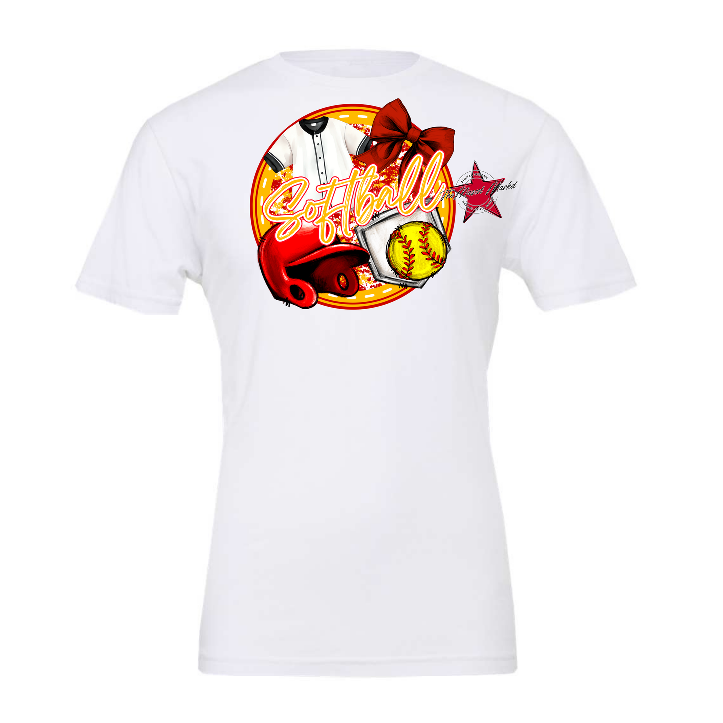 Circle Softball Design-Red-Yellow