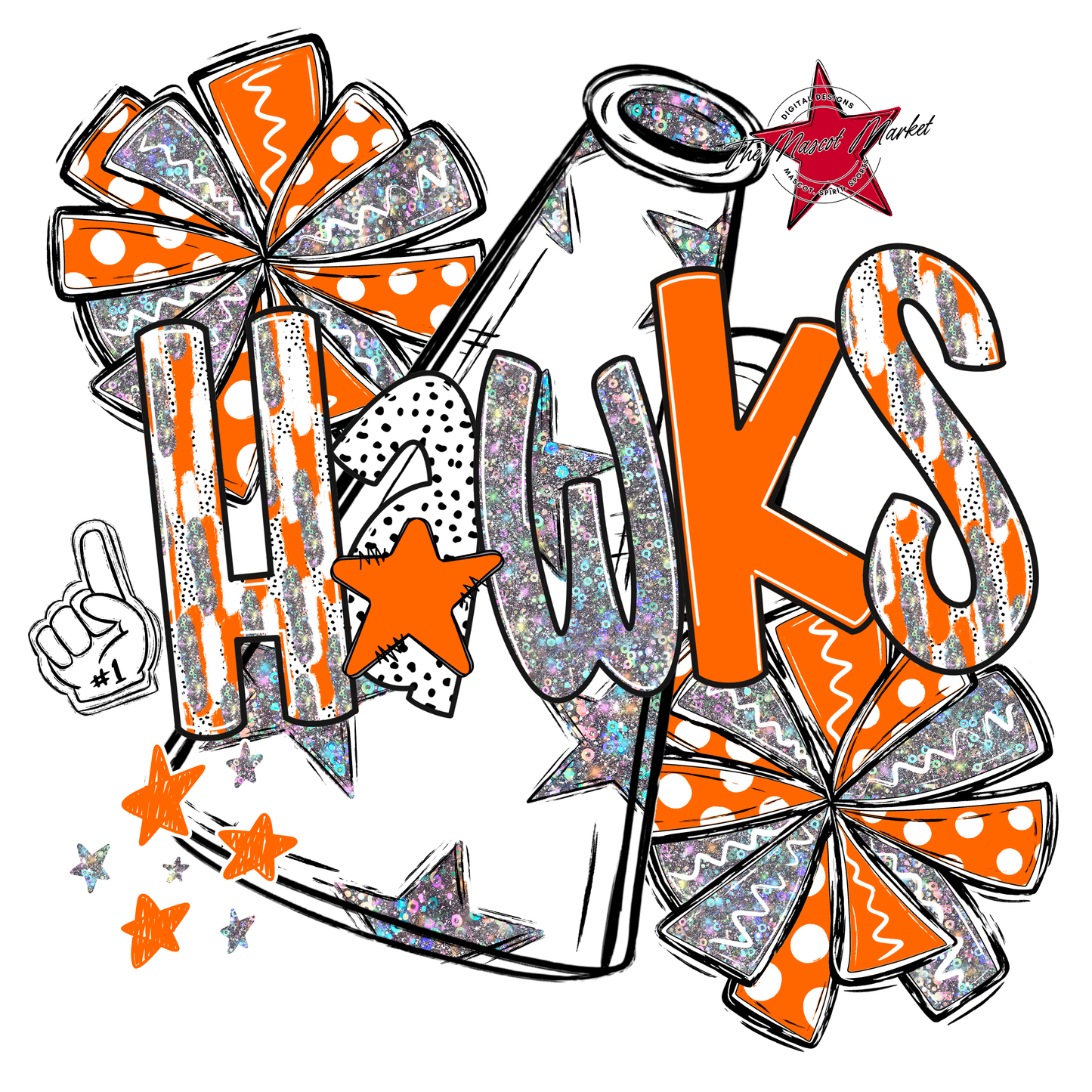 Hawks Cheer Megaphone Scrape-Orange