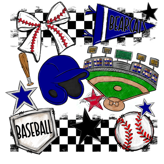 Bearcats Baseball Checkers Design-Blue