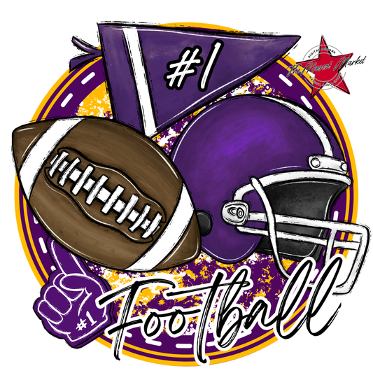 Football Circle Design-Purple-Yellow