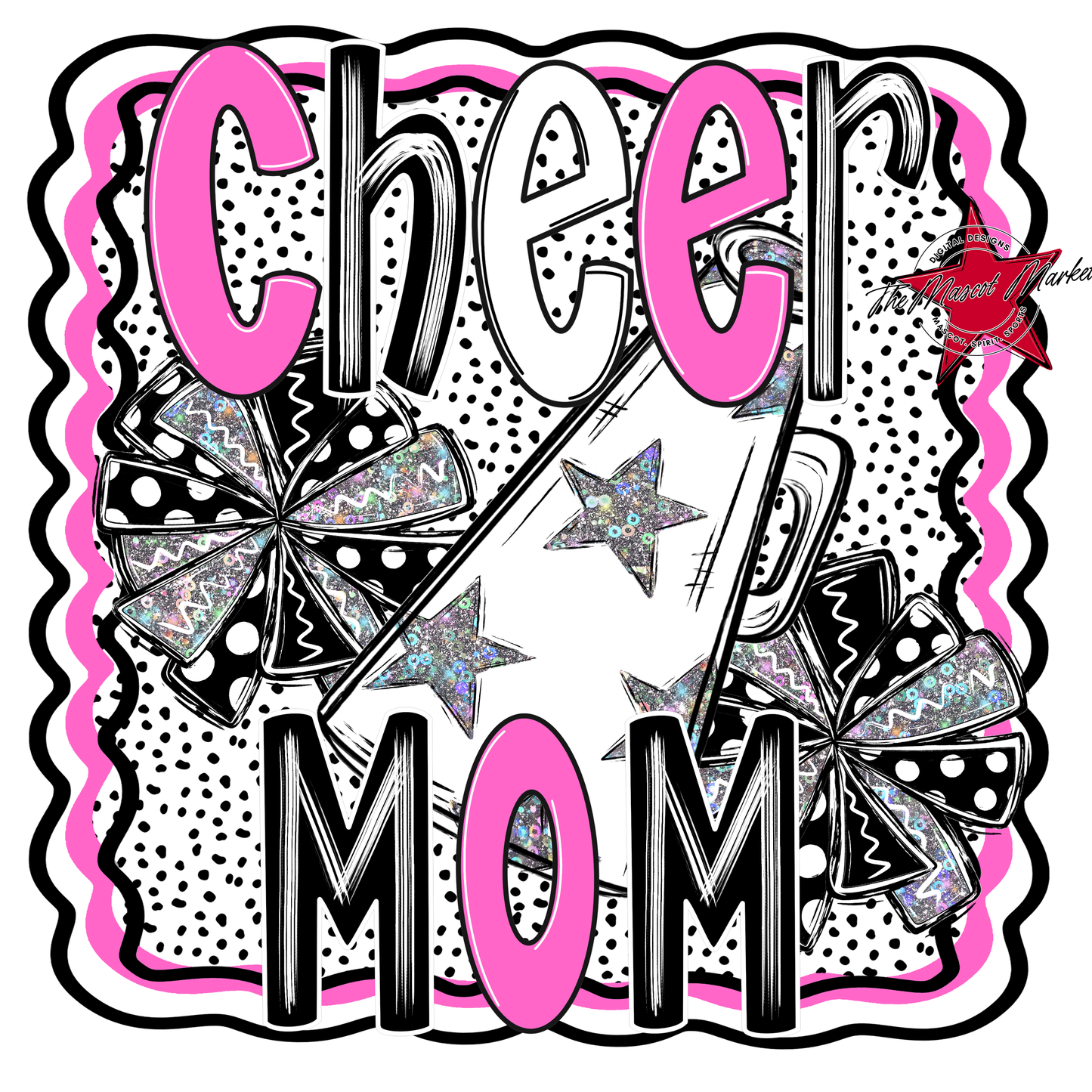 Cheer Mom Megaphone Dot Design-Baby Pink
