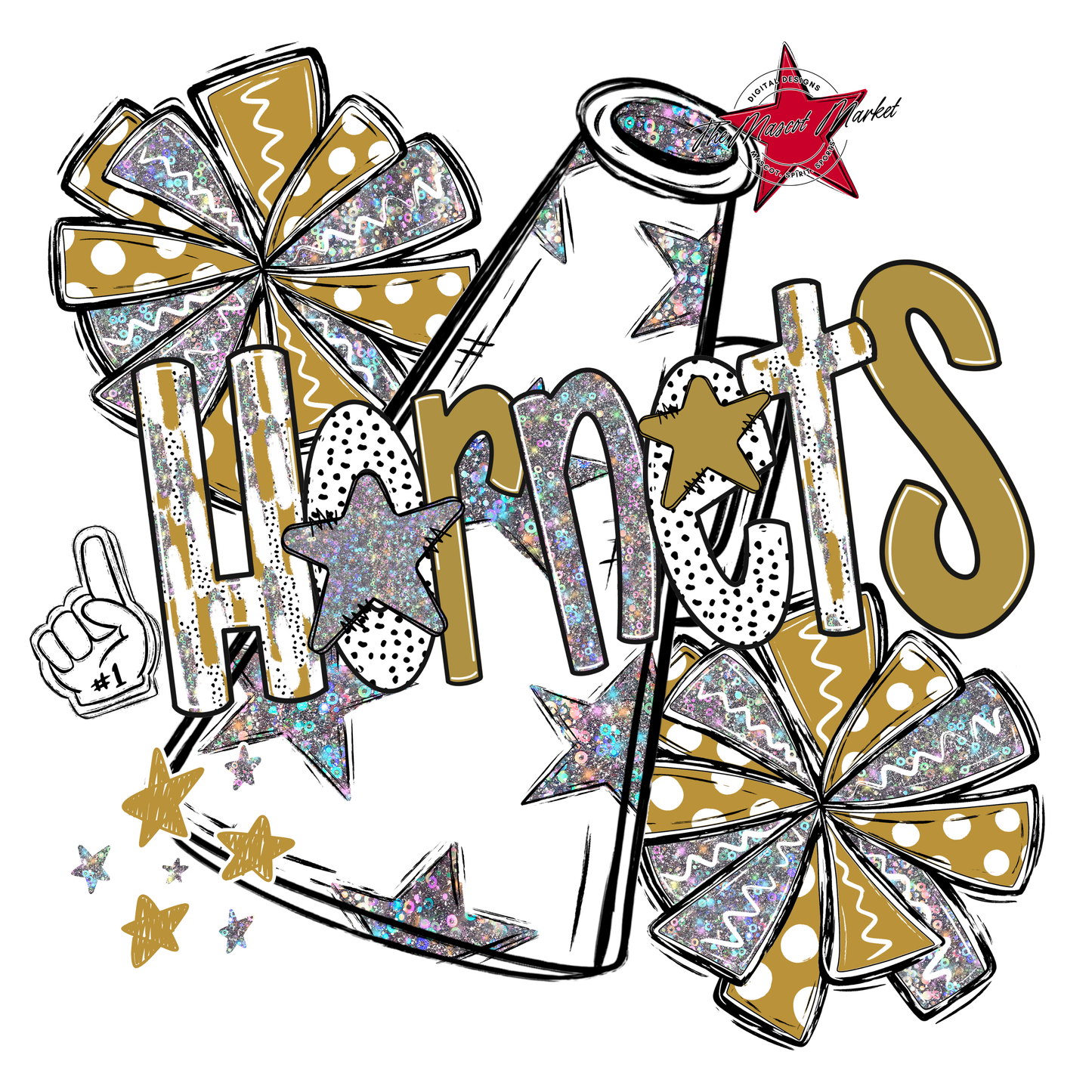 Hornets Cheer Megaphone Scrape-Gold