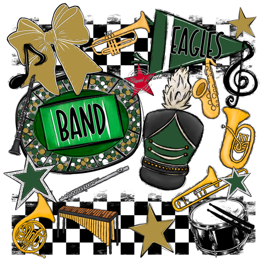 Eagles Band Checkers Design-Green-Gold