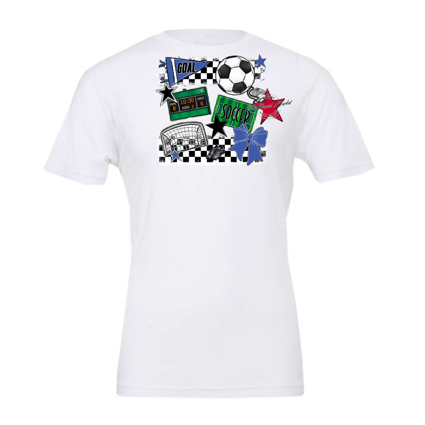 Soccer Checkers Spirit Design-Off Blue