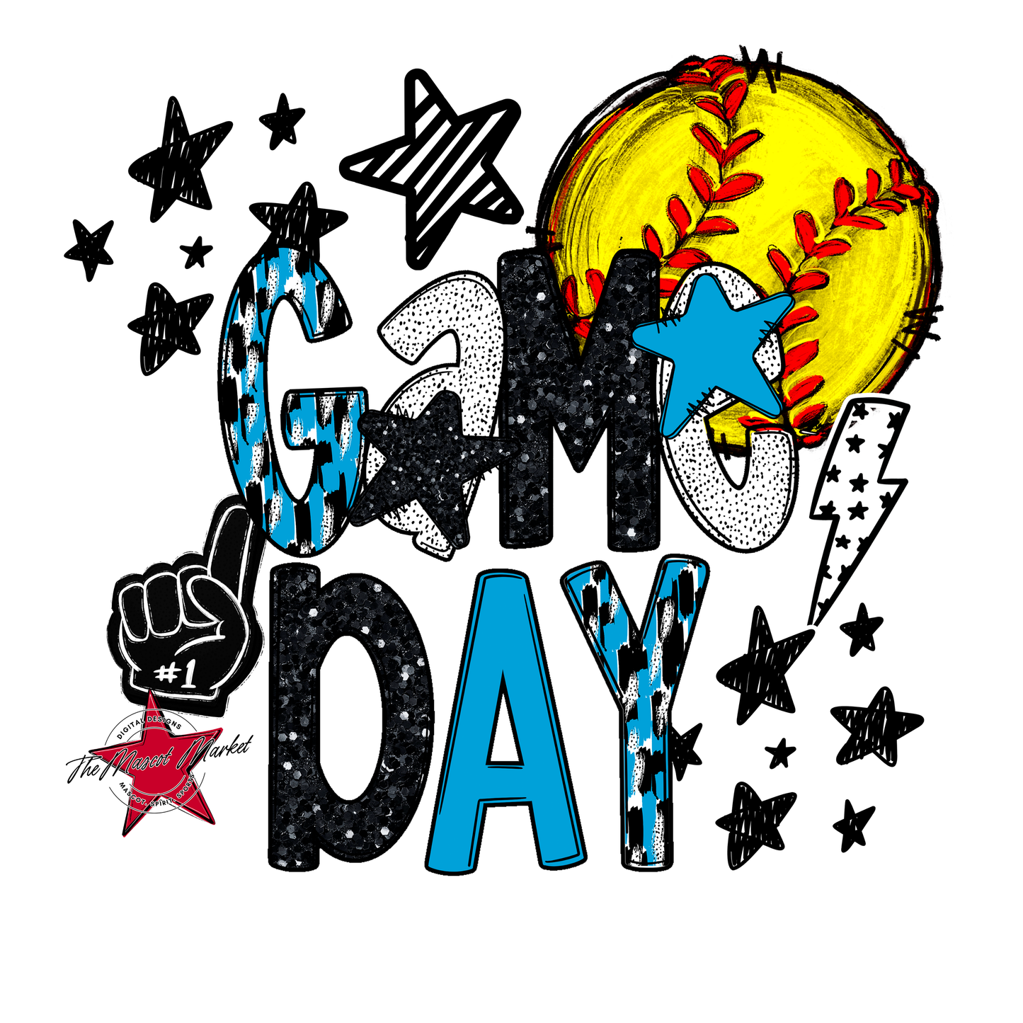Game Day Softball Scrape Design-Carolina Blue