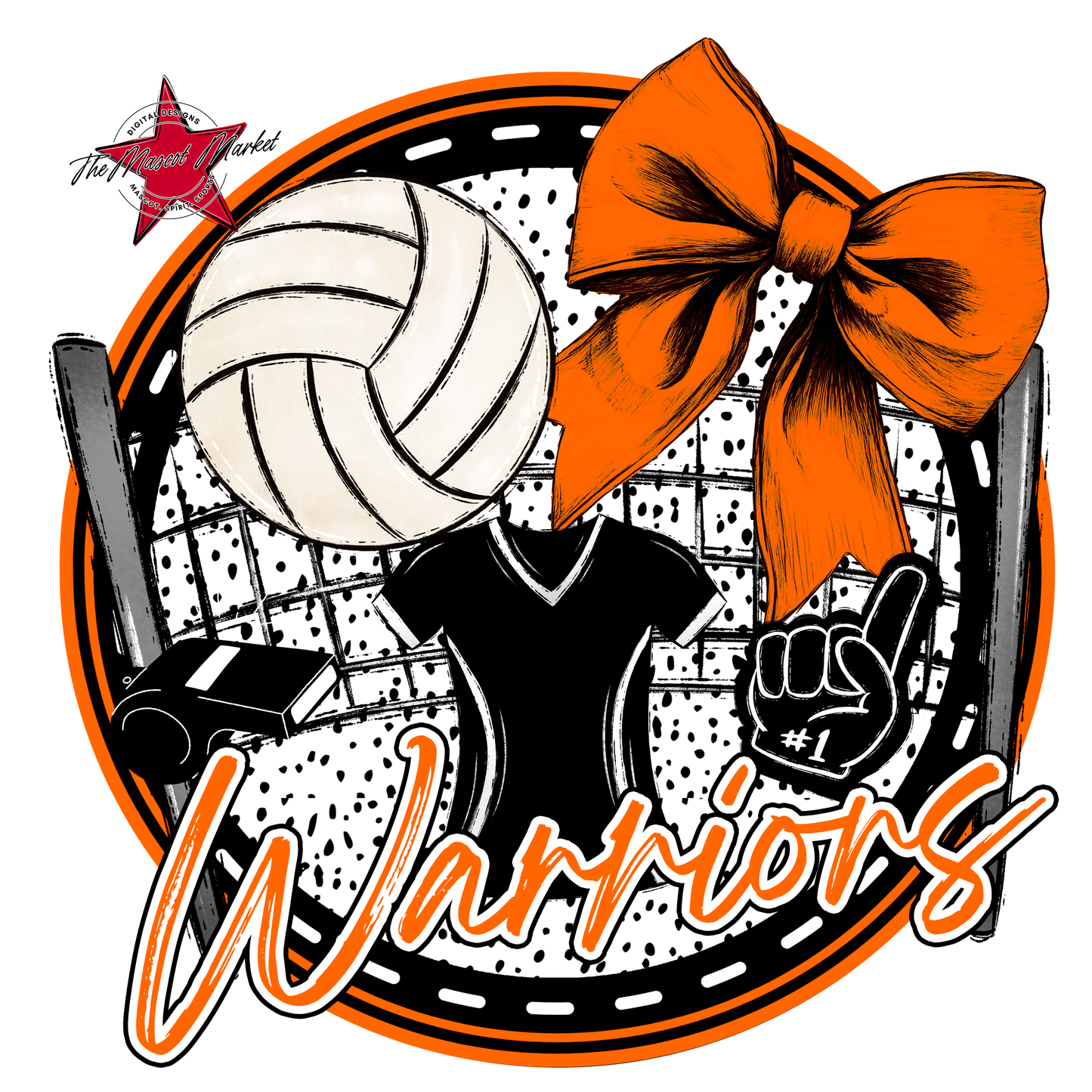 Warriors Circle Volleyball Design-Orange