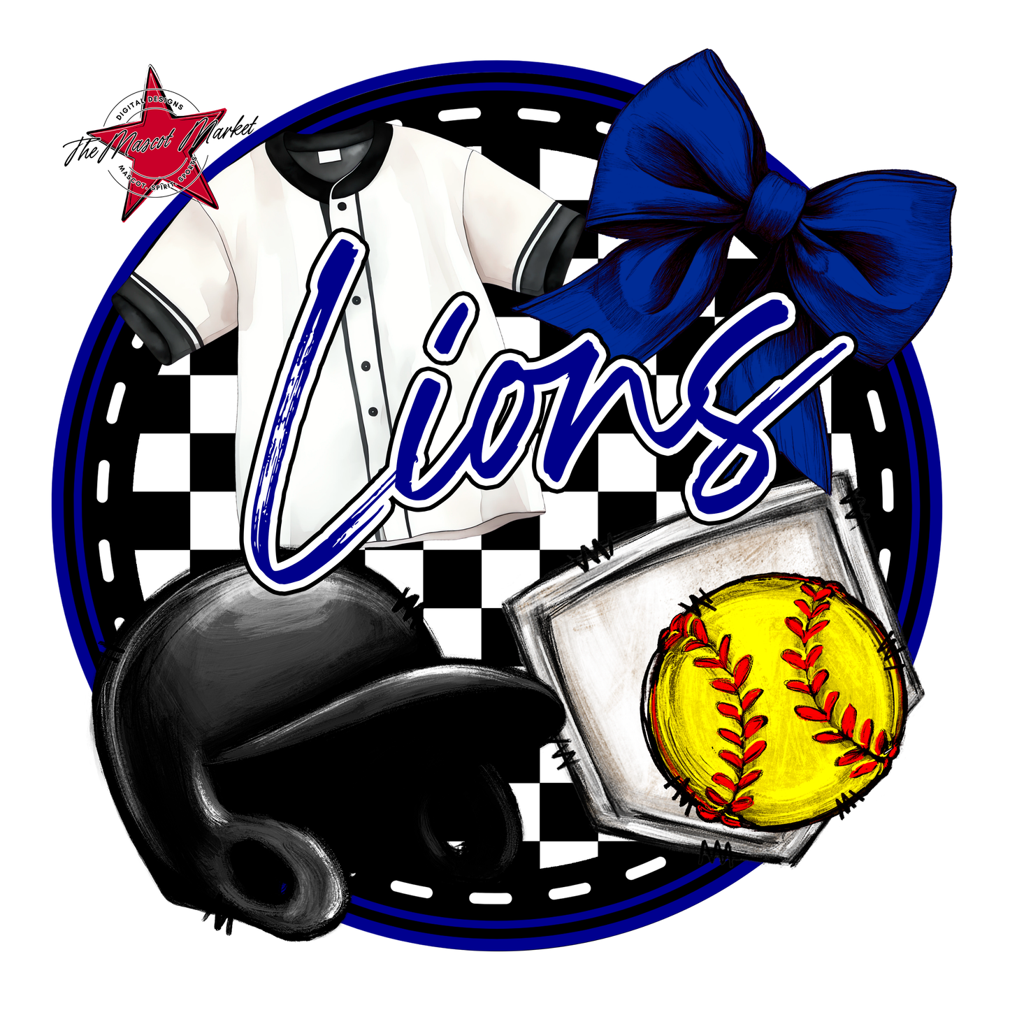 Lions Circle Softball Design-Blue