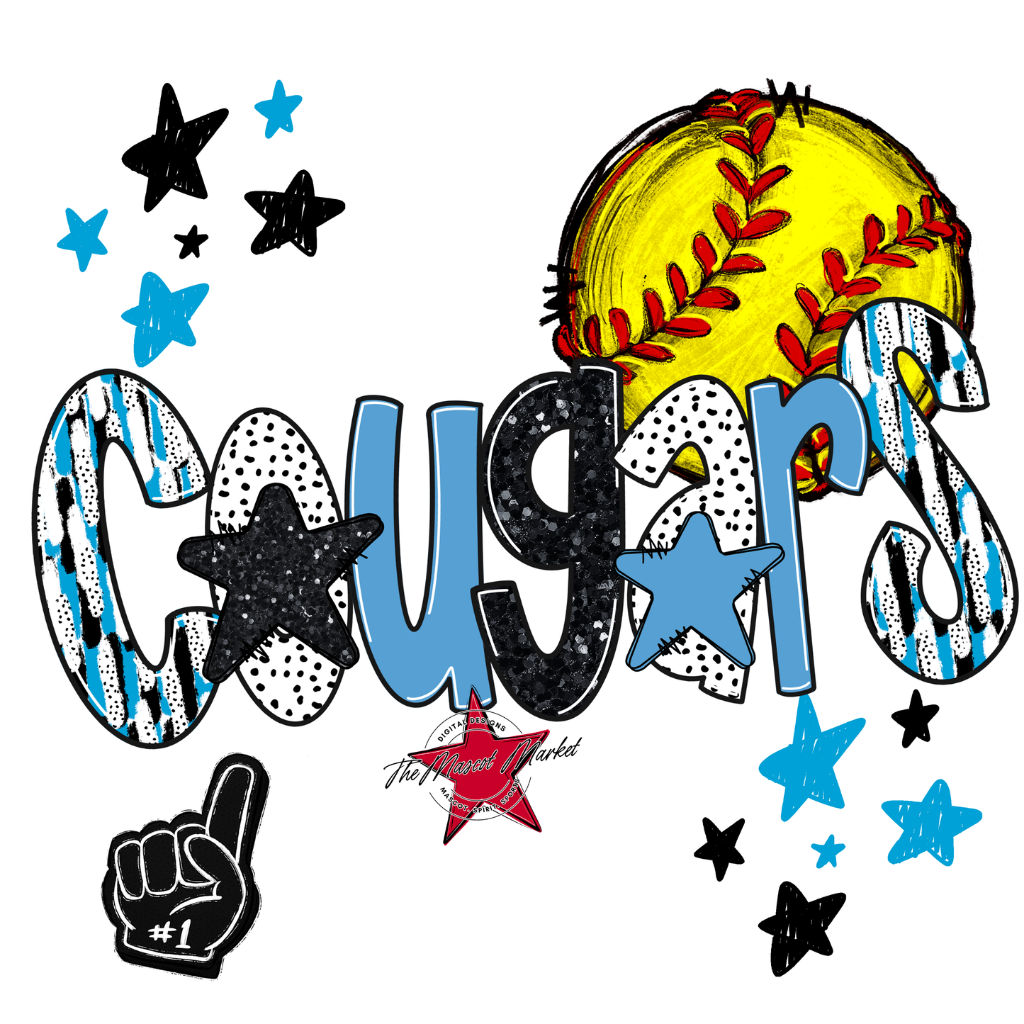 Cougars Softball Scrape-Carolina Blue