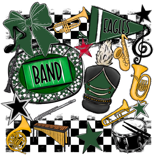 Eagles Band Checkers Design-Green