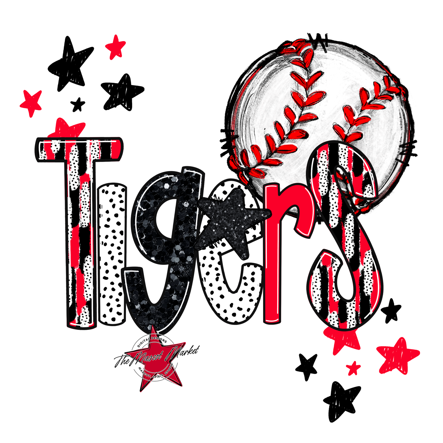 Tigers Baseball Scrape-Red